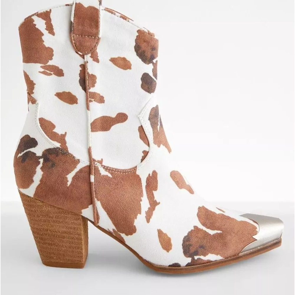 Dakota Cow Print Western Ankle Boot 
Beast Fashion